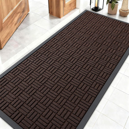 OLANLY Front Door Mat Outside Entrance 29.5x17, Absorbent, Heavy Duty Sturdy Natural Rubber Doormat Indoor Outdoor, Stain and Fade Resistant, Non-Slip Backing Low Profile Floor Mat for Entryway, Grey