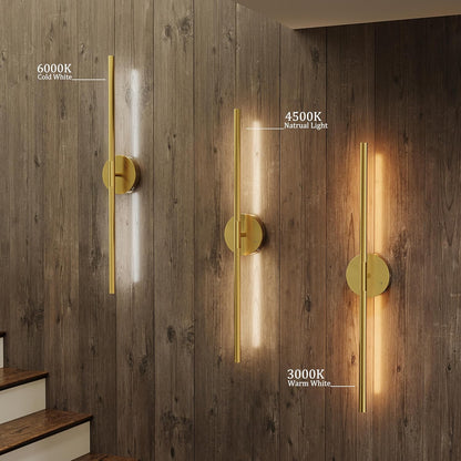 24 Inch Battery Operated Wall Sconce Set of 2, Dimmable Battery Sconces with Remote Control, 8000 mAh Rechargeable Sconces, 350° Rotate Modern LED Lights for Bedroom, Living Room, Black Gold