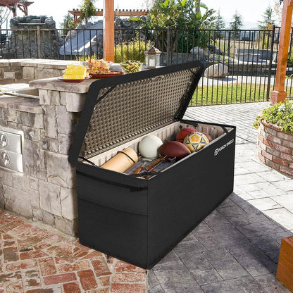 Porch Shield Patio Deck Box Storage Cover - 600D Outdoor Waterproof Cover for 150-230 Gallon Box Tear Resistant Rectangular Fire Pit Table Covers 62 x 29 x 28inch Black