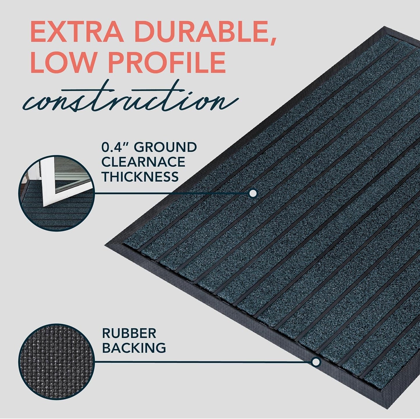 ubdyo Extra Durable Door Mat - Dirt Trapping Outdoor Welcome Mats - Non-Slip Outdoor Indoor Entrance - Low Profile Front Doormat (30" x 17", Bright Brown)