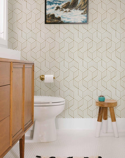 MelunMer Geometric Peel and Stick Wallpaper Gold 118In L 17.7In W Self Adhesive Removable Wallpaper for Bedroom/Bathroom Waterproof Modern Contact Paper for Cabinets Gold Contact Paper Shelf Liner