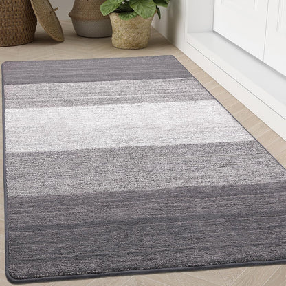 Kitinjoy Indoor Outdoor Door Mat, 32x20 Non-Slip Absorbent Dirt Trapper, Low-Profile Washable Inside Entrance Front Floor Mat, Sturdy Soft Entry Doormats for Entryway, Grey