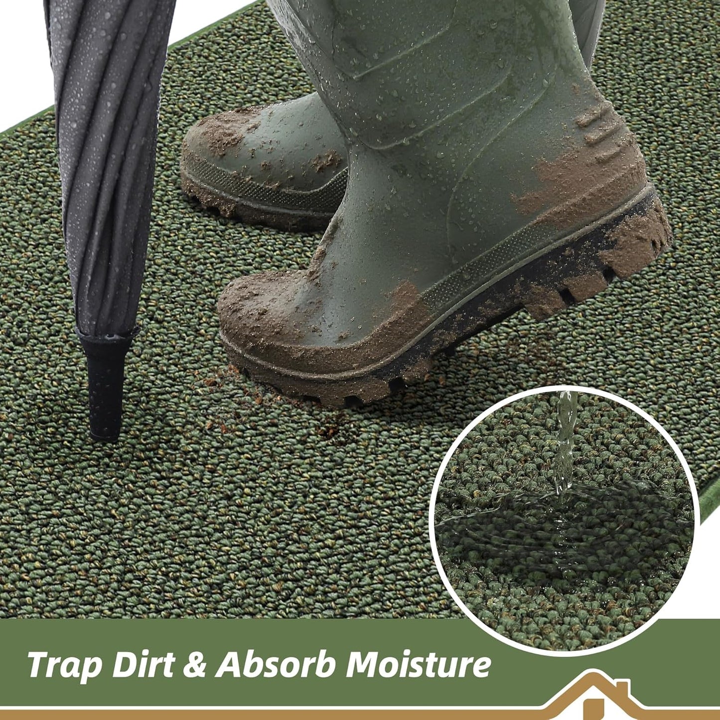 BEQHAUSE Dirt Trapper Door Mat 20" x 32", Non-Slip Washable Doormats Entrance Mat, Dirt Resistant and Absorbent Welcome Mat, Low Profile Floor Mats for Front Back Door and Entryway, Beige