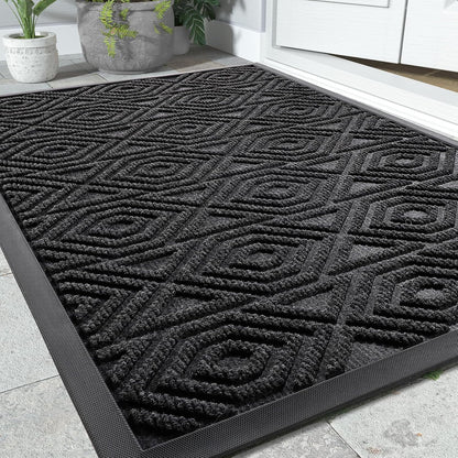 Yimobra Front Door Mat Outside Entrance 29.5x17, Waterproof Heavy Duty Outdoor Mats for Front Door, Non Slip Rubber Entry Mat for Garage Patio Indoor, Grey