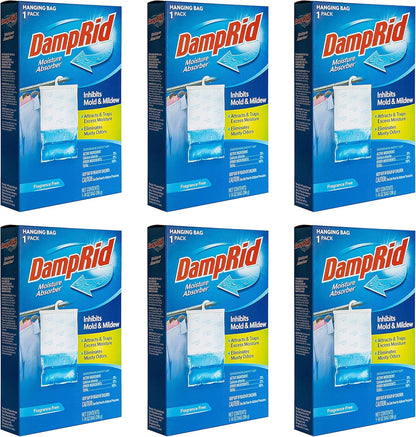 DampRid Fragance Free Hanging Moisture Absorber, 14 ounce (Pack of 6)