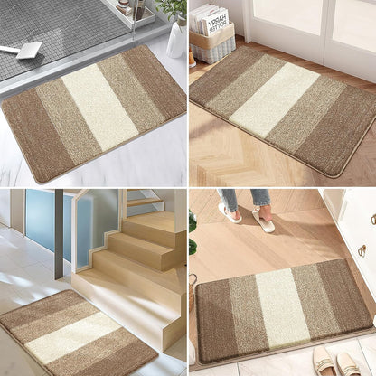 Kitinjoy Indoor Outdoor Door Mat, 32x20 Non-Slip Absorbent Dirt Trapper, Low-Profile Washable Inside Entrance Front Floor Mat, Sturdy Soft Entry Doormats for Entryway, Grey
