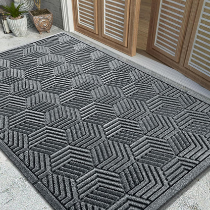 Yimobra Front Door Mat, All-Season Waterproof Outdoor Mat for Entrance with Drainage Holes, Heavy Duty Non-Slip Doormat for Garage Patio Entryway Indoor, 29.5x17, Red