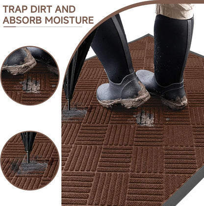100pointONE Durable Front Door Mat, Heavy Duty Indoor Outdoor Doormat, 48” x 36” Low Profile Outdoor Mats for Home Entrance, Stain and Fade Resistant Shoe Scraper Mat, Ideal for High Traffic Area