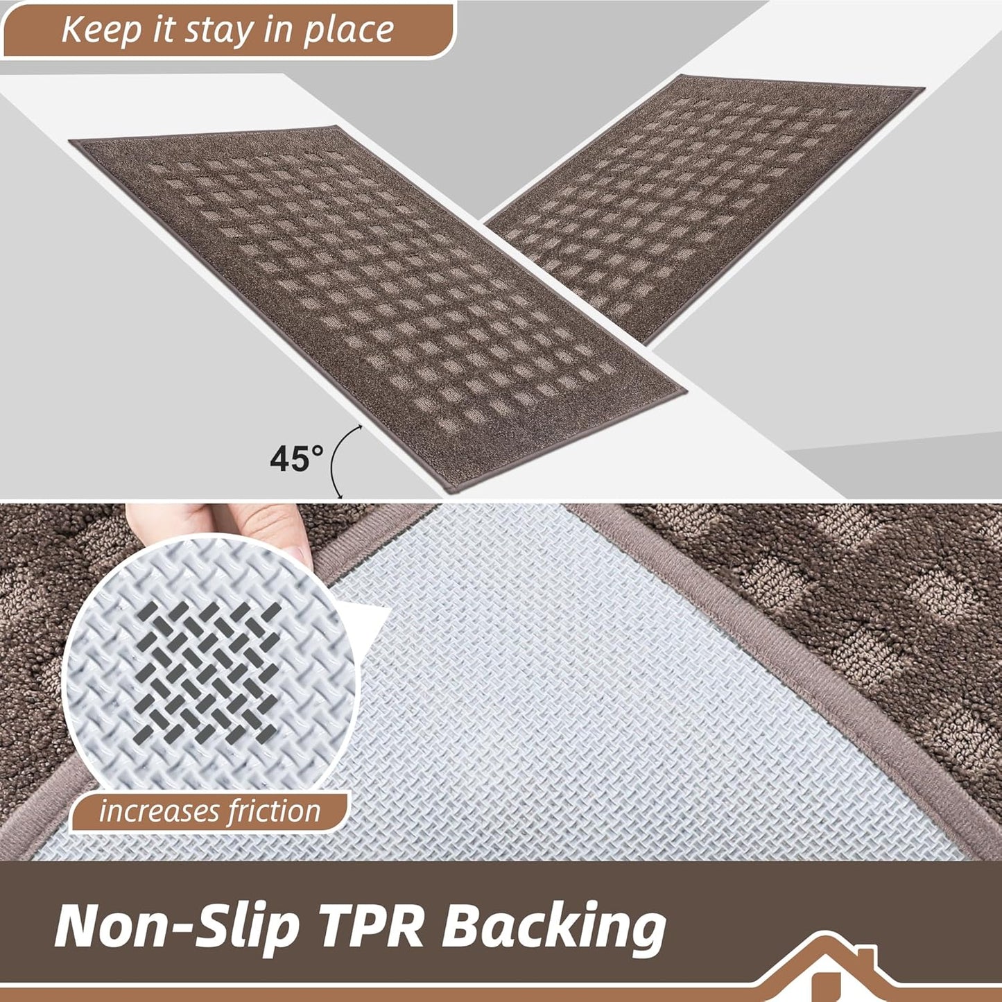 BEQHAUSE Dirt Trapper Door Mats 20"x32", Non-Slip Waffle Doormat Indoor Entrance Low-Profile, Dirt Resist and Absorbent Entryway Rugs Washable Inside Welcome Floor Mat for Front Back Door, Beige