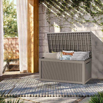 TARKARI 320 Gallon Lockable Resin Deck Box, Waterproof & UV-Resistant Outdoor Storage Box for Outdoor Cushion Storage, Garden Tools & Pool Accessories Storage, Black