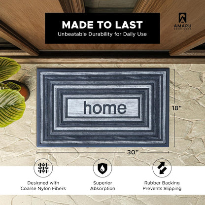Extra Durable, Superior Absorption, Front Door Mat for Outdoor & Indoor - Welcome Mat for Entryway, Entrance, Patio, Porch - Waterproof, Non-Slip Backing, Coarse Fibers (Scales,17x29)