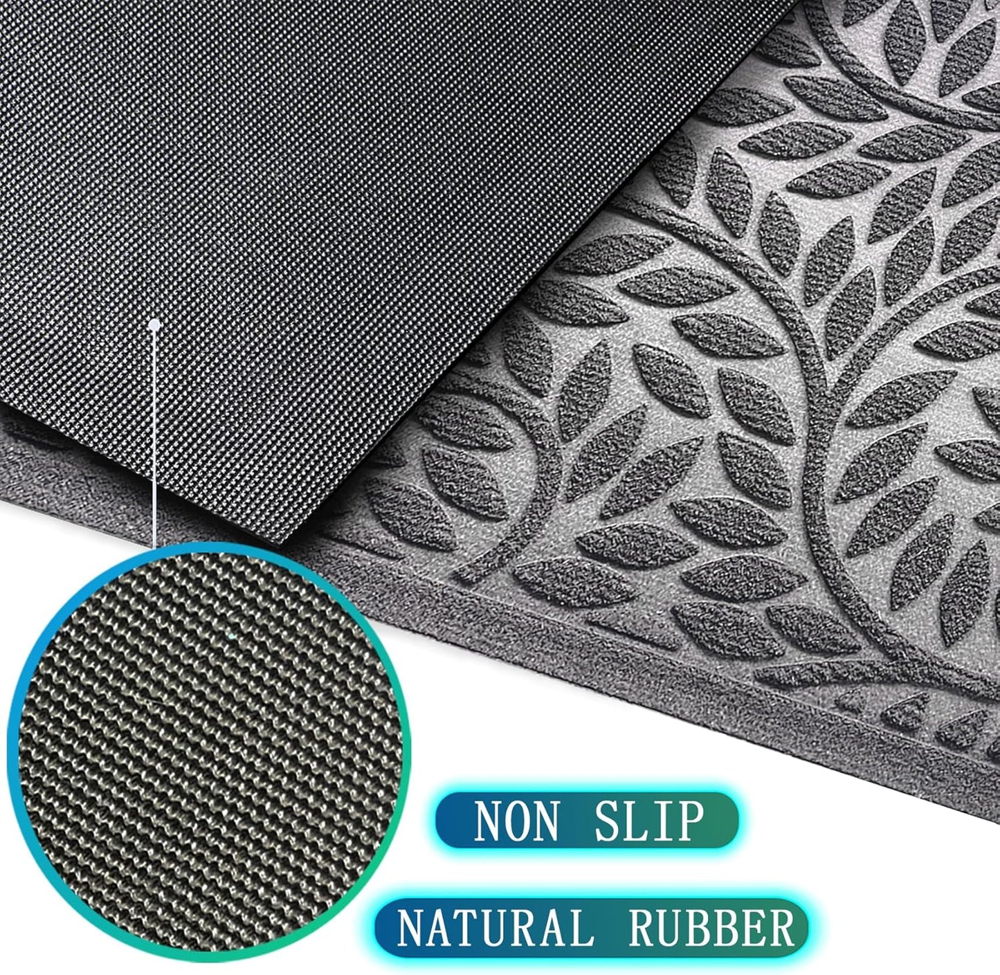 Bulijojo Front Door Mat Entrance,Durable Heavy Duty Welcome Mat,Thick Absorbent Natural Rubber Non Slip Mat,Sturdy Entryway Brown 17"x30"