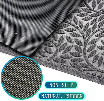 Bulijojo Front Door Mat Entrance,Durable Heavy Duty Welcome Mat,Thick Absorbent Natural Rubber Non Slip Mat,Sturdy Entryway Brown 17"x30"