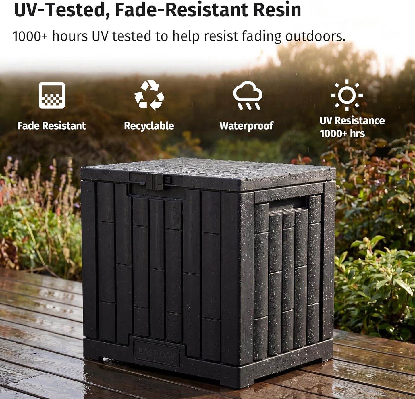 EAST OAK Outdoor Storage Box, 31 Gallon Deck Box Indoor and Outdoor Use, Waterproof Resin Storage Bin for Package Delivery, Patio Cushions, Gardening Tools, Lockable, UV Resistant, Grey