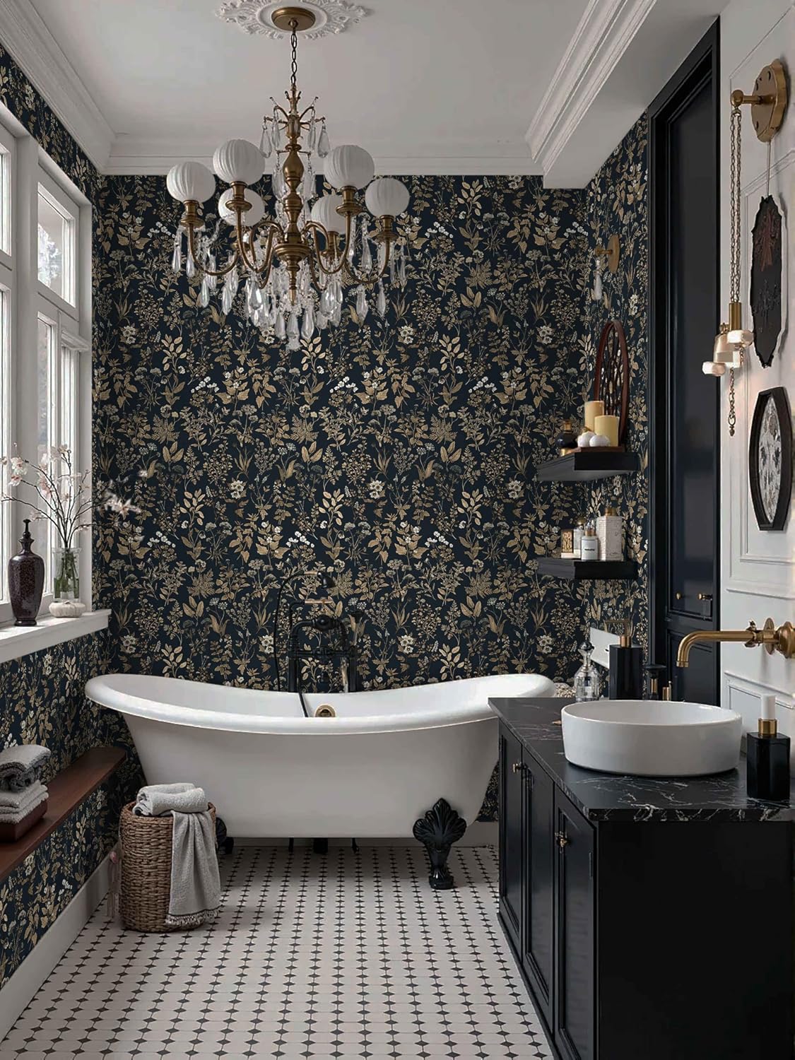 Dimoon 17.3" X 78.7" Peel and Stick Wallpaper Floral Contact Paper Boho Beige White Renter Friendly Natural Wall Paper Waterproof Removable Self Adhesive Wallpaper for Bedroom Livingroom Vinyl Roll