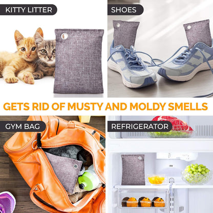Activated Charcoal Shoe Odor Elimination Bags. Remove Strong Odors in Car, Closet, Basement. 6 Activated Charcoal Bags Odor Absorbers for Home. Bamboo Charcoals Air Purifying Bag Charcoals Deodorizer