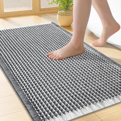 Smiry Waffle Bath Mat 30x20, Extra Soft Absorbent Bathroom Rugs, Non Slip Machine Washable Quick Dry Bath Rugs for Bathroom Floor, Tub, Shower, Home Decor Accessories, Brown