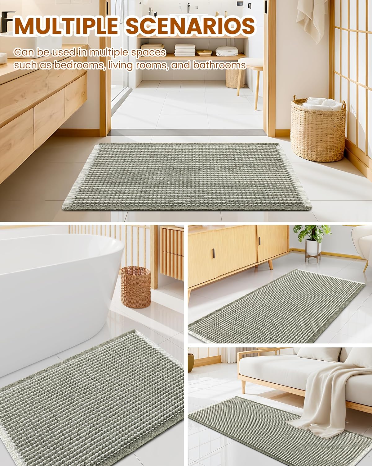 Smiry Waffle Bath Mat 30x20, Extra Soft Absorbent Bathroom Rugs, Non Slip Machine Washable Quick Dry Bath Rugs for Bathroom Floor, Tub, Shower, Home Decor Accessories, Brown