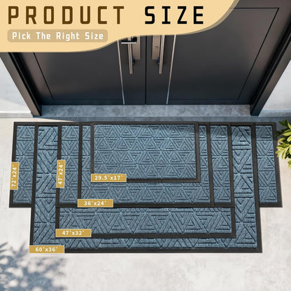 Yimobra Front Door Mat Outside Entrance 29.5x17, Waterproof Heavy Duty Outdoor Mats for Front Door, Non Slip Rubber Entry Mat for Garage Patio Indoor, Grey