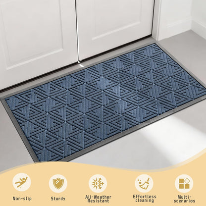 Yimobra Front Door Mat Outside Entrance 29.5x17, Waterproof Heavy Duty Outdoor Mats for Front Door, Non Slip Rubber Entry Mat for Garage Patio Indoor, Grey
