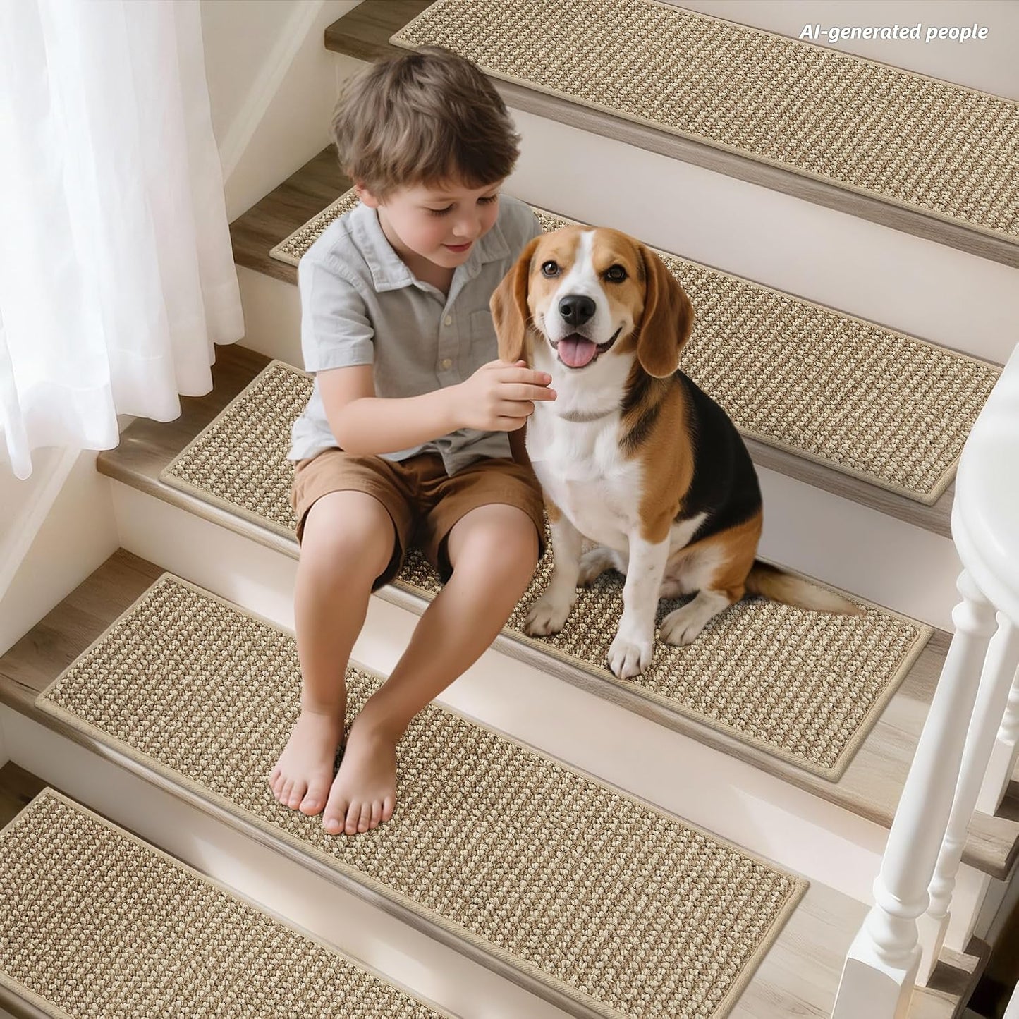 BEQHAUSE Stair Treads for Wooden Steps 28inX9in, Carpet Stair Treads Non Slip Indoor, Machine Washable Stair Runners for Kids Elders and Pets, Carpet for Stair Rugs Mat, TPE Backing, 4pcs, Taupe