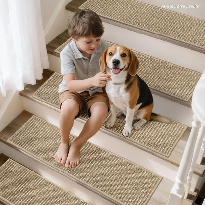 BEQHAUSE Stair Treads for Wooden Steps 28inX9in, Carpet Stair Treads Non Slip Indoor, Machine Washable Stair Runners for Kids Elders and Pets, Carpet for Stair Rugs Mat, TPE Backing, 4pcs, Taupe