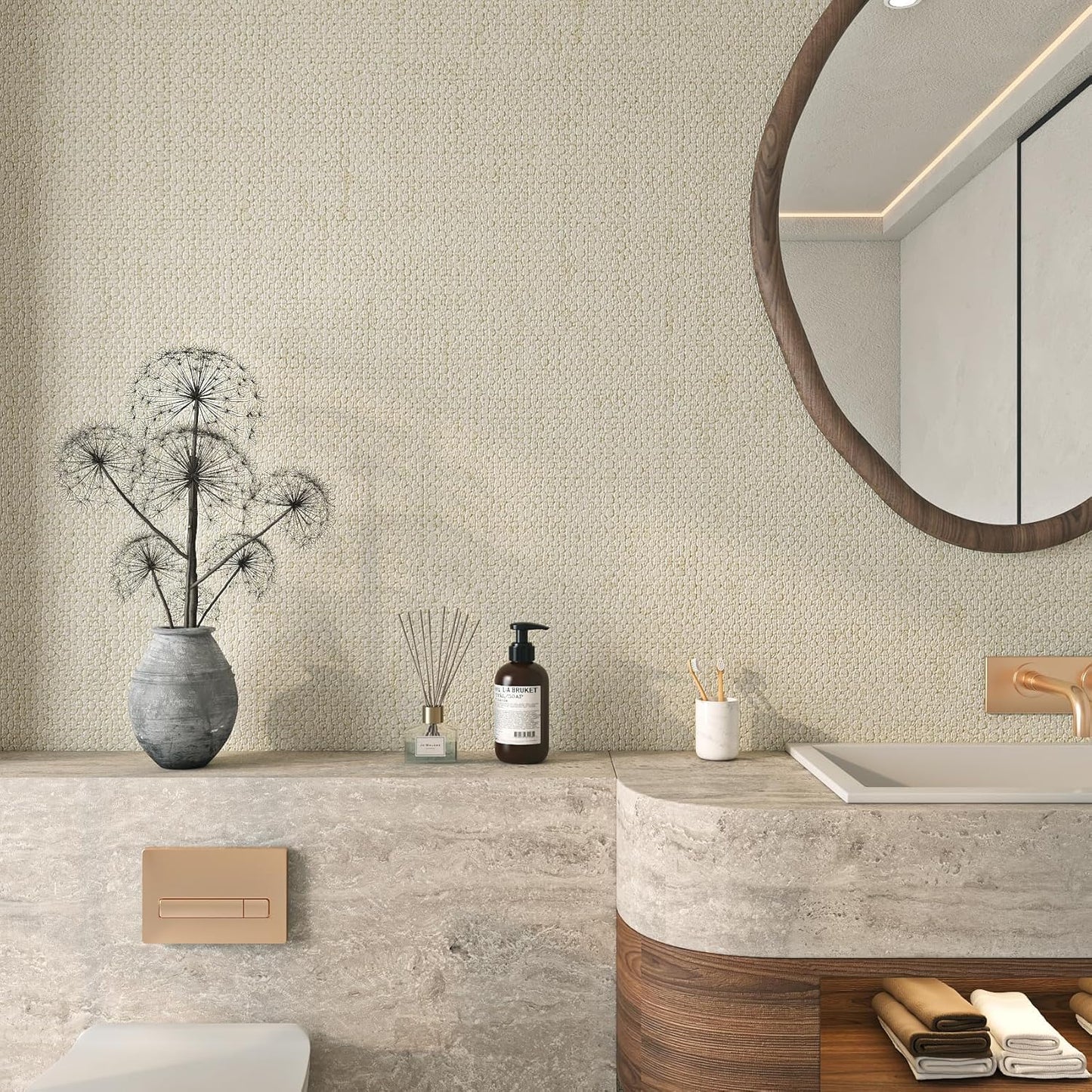 Livelynine Neutral Textured Wallpaper Peel and Stick Wall Paper for Bedroom Bathroom Living Room Removable Cream Textured Contact Paper for Cabinets Furniture Self Adhesive Vinyl Wrap 15.8x78.8