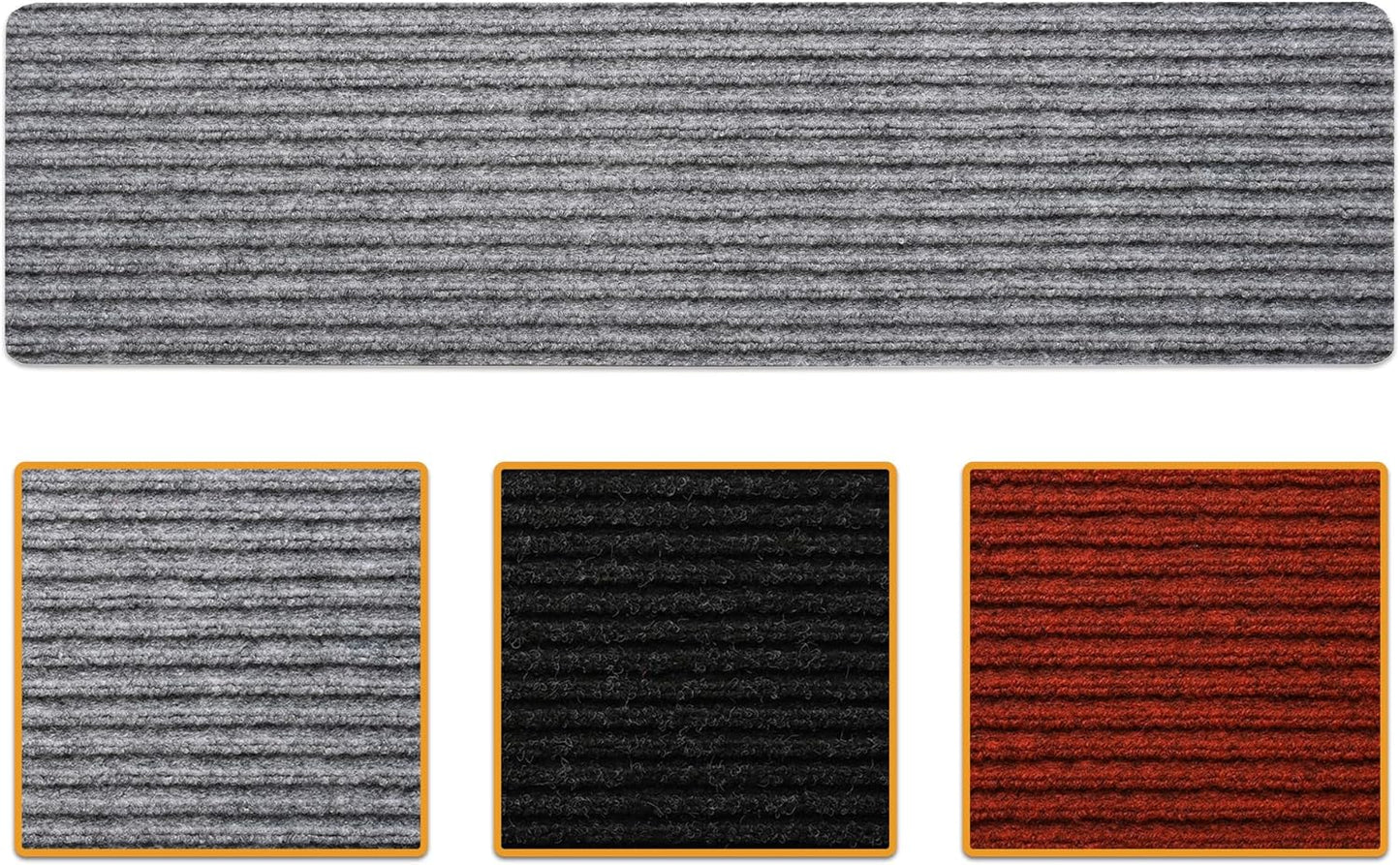 Ottomanson Non Slip Stair Treads Indoor – Peel and Stick Carpet Stair Treads for Wooden Stairs, Self Adhesive Anti Slip Stair Pads for Kids & Pets – 7.9" x 29.9", 7 Pack – Black