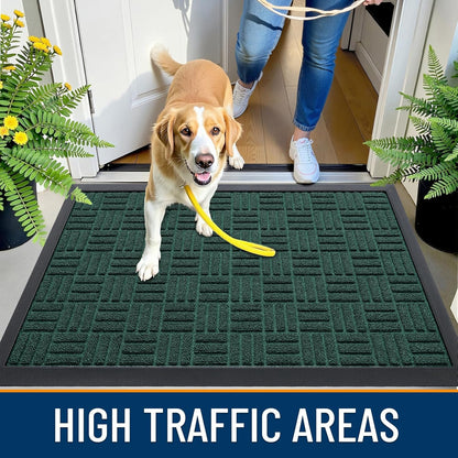 OLANLY Front Door Mat Outside Entrance 29.5x17, Absorbent, Heavy Duty Sturdy Natural Rubber Doormat Indoor Outdoor, Stain and Fade Resistant, Non-Slip Backing Low Profile Floor Mat for Entryway, Grey