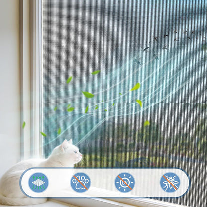 MAGZO Window Screen Replacement Mesh 48"W x 99"L - Pet Resistant Premium & Durable Polyester Screen Door Mesh, Allows Fresh Air In, DIY Repair Kit Includes Tool for Sliding Doors,Windows,Patio, Gray