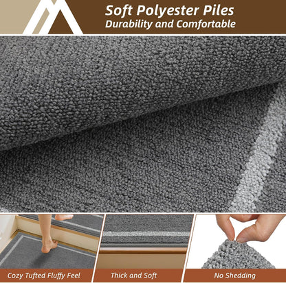 COSY HOMEER Soft Stair Treads Non-Slip Carpet Mat 28inX9in Indoor Stair Runners for Wooden Steps, Stair Rugs for Kids and Dogs, 100% Polyester TPE Backing 4pcs, Grey