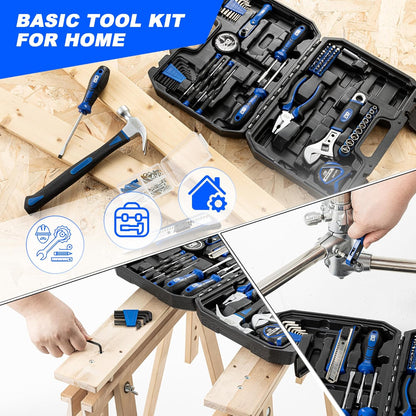 Prostormer 160-Piece Home Repair Tool Set, General Household Hand Tool Kit with Toolbox Storage Case for House, Garage, College Dorm and Office (Red)