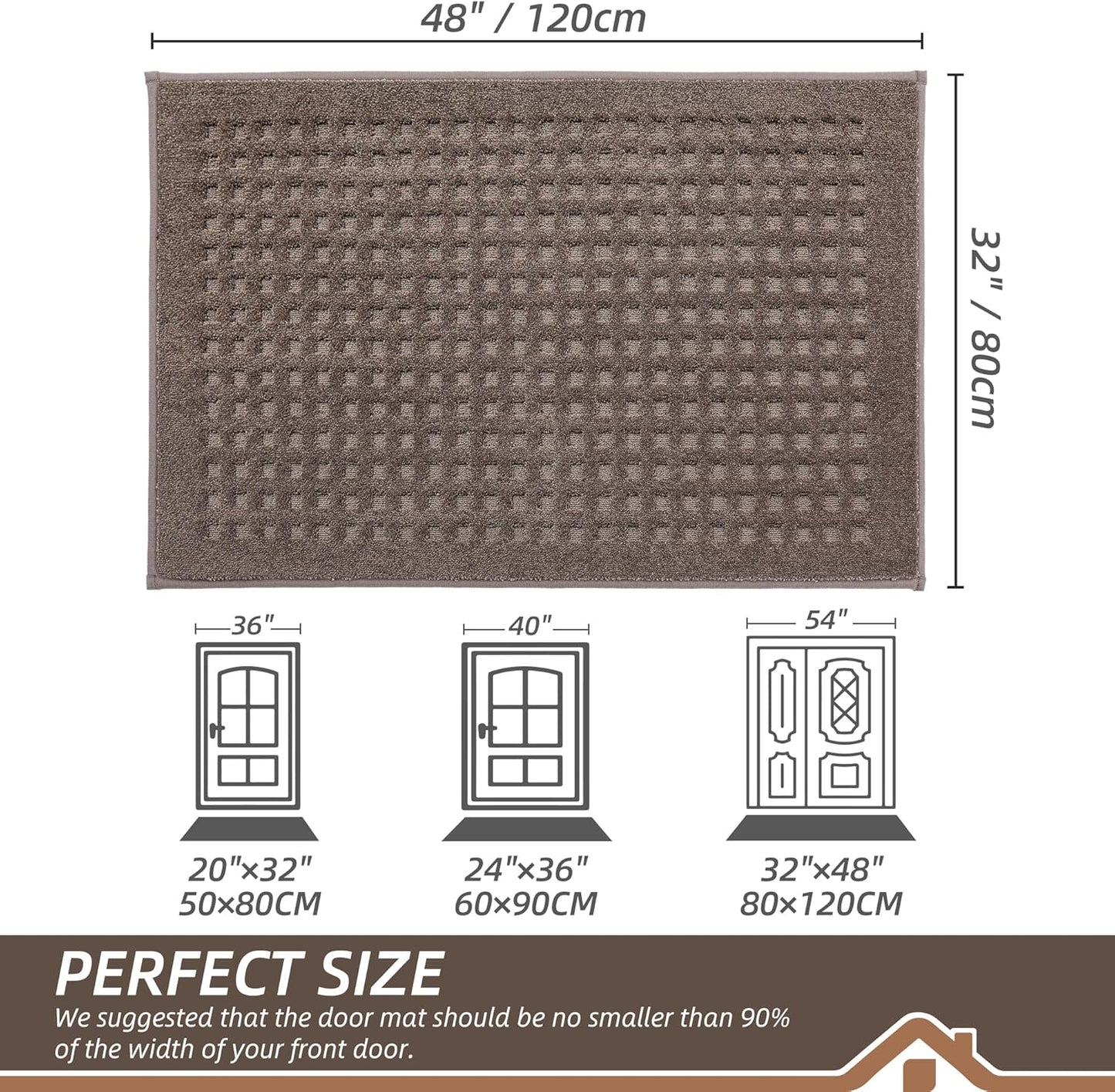 BEQHAUSE Dirt Trapper Door Mats 20"x32", Non-Slip Waffle Doormat Indoor Entrance Low-Profile, Dirt Resist and Absorbent Entryway Rugs Washable Inside Welcome Floor Mat for Front Back Door, Beige