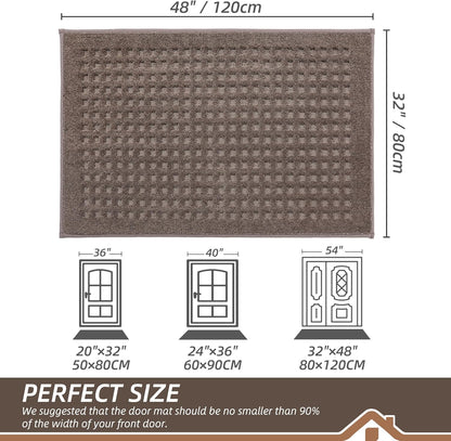 BEQHAUSE Dirt Trapper Door Mats 20"x32", Non-Slip Waffle Doormat Indoor Entrance Low-Profile, Dirt Resist and Absorbent Entryway Rugs Washable Inside Welcome Floor Mat for Front Back Door, Beige