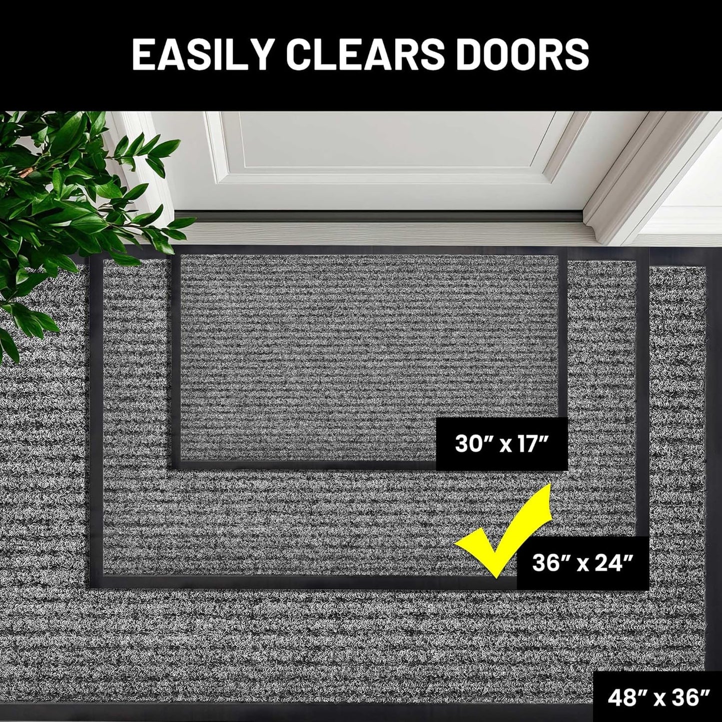 Sierra Concepts Front Door Mat Welcome Floor Mats - Entryway Indoor Outdoor Entrance Doormat, Patio, Porch, Muddy Shoe, Inside Outside Low Profile, 30x17 inches, 2-Pack Gray