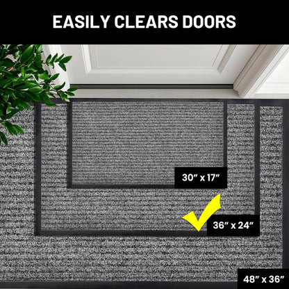 Sierra Concepts Front Door Mat Welcome Floor Mats - Entryway Indoor Outdoor Entrance Doormat, Patio, Porch, Muddy Shoe, Inside Outside Low Profile, 30x17 inches, 2-Pack Gray