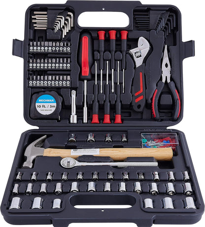 MECHMAX 149-Piece Home Tool Set with Socket and Wrench Kit | Premium alloy steel hand tools with hammer, pliers and compact storage case. Perfect DIY kit for house, apartment and dorm