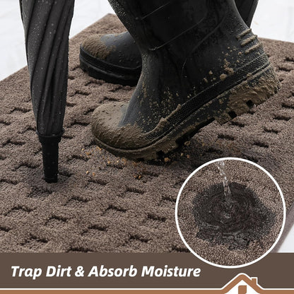 BEQHAUSE Dirt Trapper Door Mats 20"x32", Non-Slip Waffle Doormat Indoor Entrance Low-Profile, Dirt Resist and Absorbent Entryway Rugs Washable Inside Welcome Floor Mat for Front Back Door, Beige