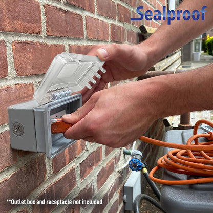 Sealproof 1-Gang Extra Deep Weatherproof in Use Outdoor Duplex Outlet Cover with Box Kit, Lockable, UL Extra Duty Compliant, 18 Configurations