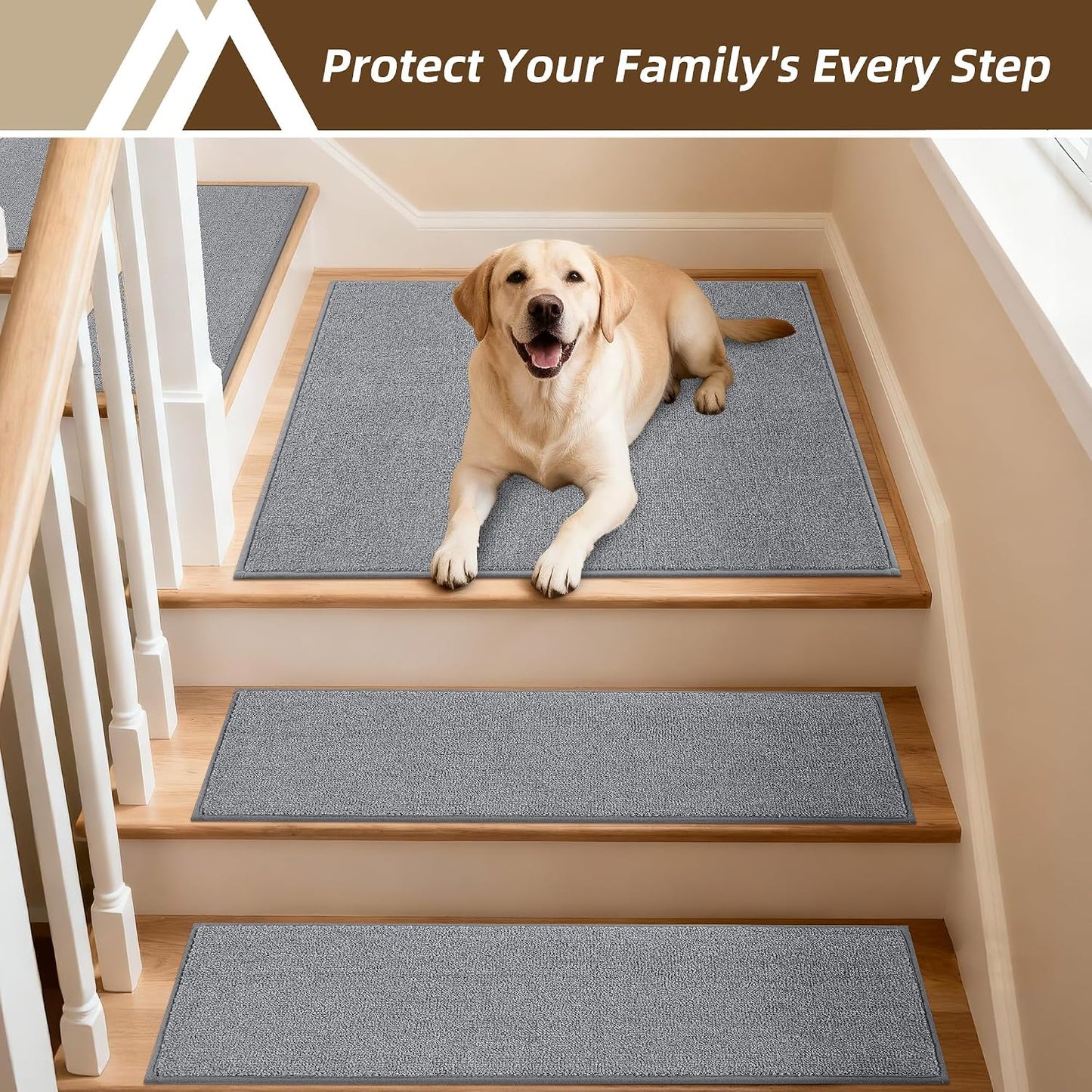 COSY HOMEER Stair Treads Non-Slip Carpet Stair Treads for Wooden Steps, Indoor Stair-Runner Rugs for Kids Elders & Pets 28"x9" (4Pc, Dark Gray)