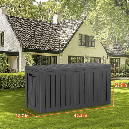PatioZen 100 Gallon Resin Deck Box, Lockable Patio Outdoor Storage Box for Furniture, Garden Tools and Tools Storage, Waterproof Outside Storage Boxes - Black
