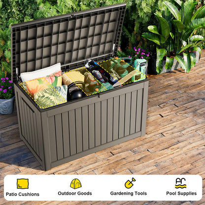 320 Gallon Outdoor Storage Box,Large Waterproof UV Resistant Deck Box,Lockable Storage Container for Patio Furniture Cushions Garden Tools and Pool Accessories(Black)
