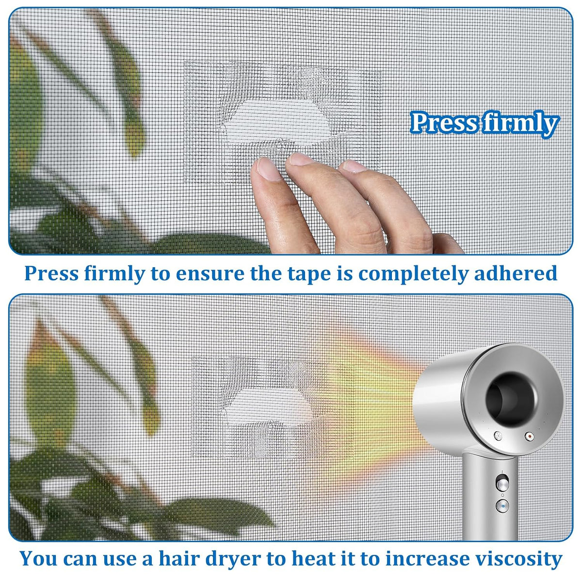 Window Screen Repair Tape 2 in x 40 FT Fiberglass Strong Adhesive Screen Patch, Waterproof Mesh Repair Kit for Window & Door Screen Holes Tears - Black