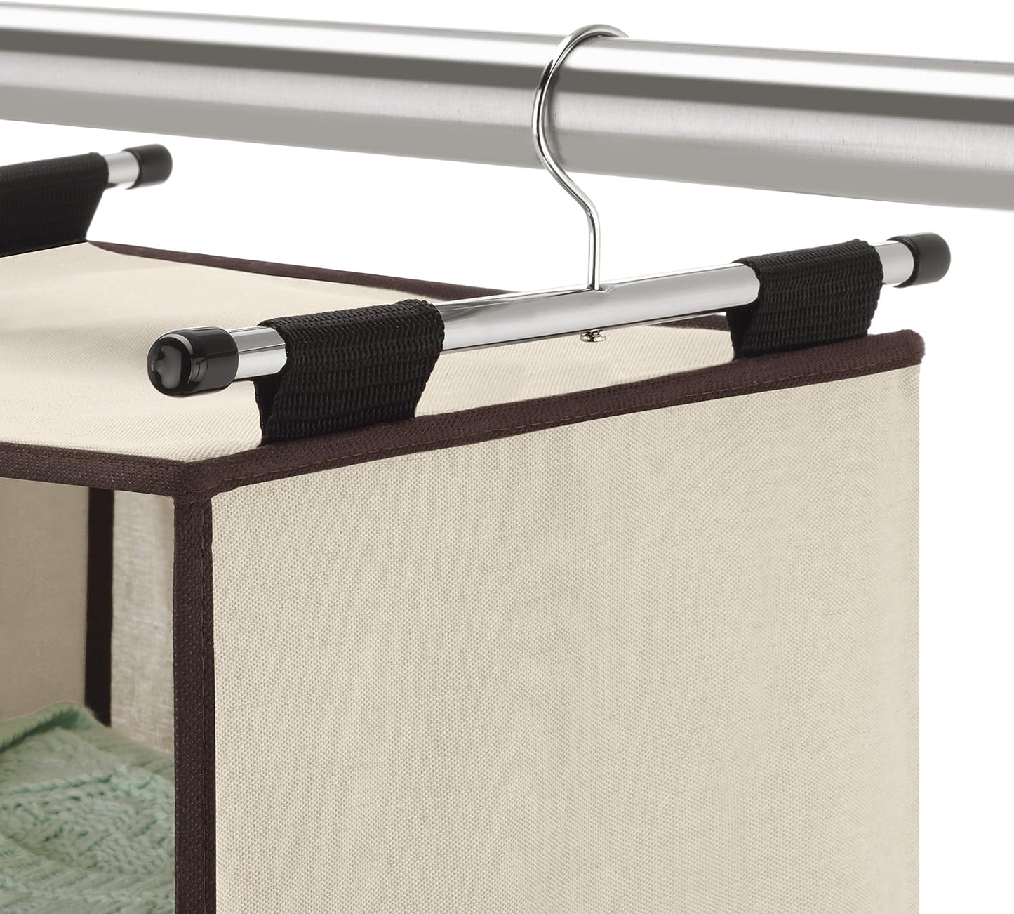 Whitmor 4 Section Fabric Closet Organizer Shelving with Built In Chrome Garment Rod