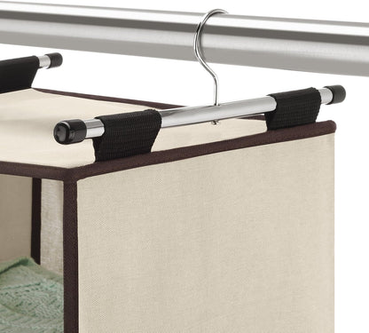 Whitmor 4 Section Fabric Closet Organizer Shelving with Built In Chrome Garment Rod