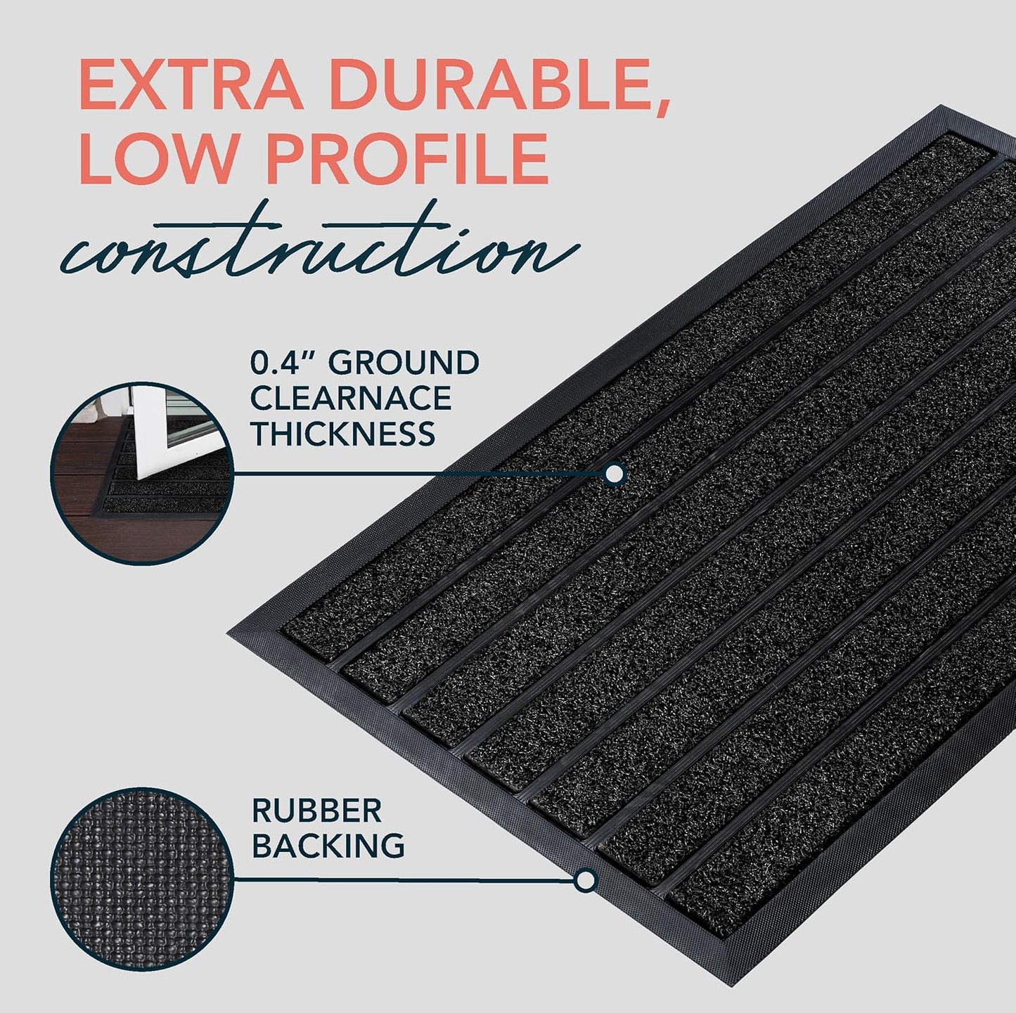 ubdyo Extra Durable Door Mat - Dirt Trapping Outdoor Welcome Mats - Non-Slip Outdoor Indoor Entrance - Low Profile Front Doormat (30" x 17", Bright Brown)