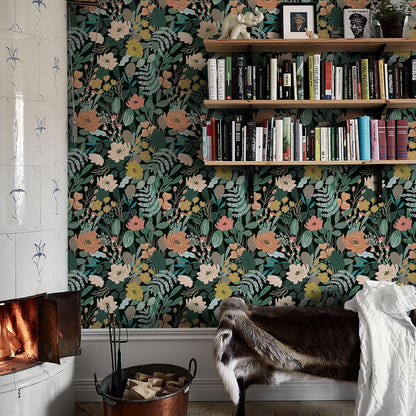 Simon&Siff Floral Peel and Stick Wallpaper, 17.3" x 120" Self Adhesive Wallpaper Boho Flower Kitchen Cabinets Furniture Decorative Renter Friendly Wall Paper