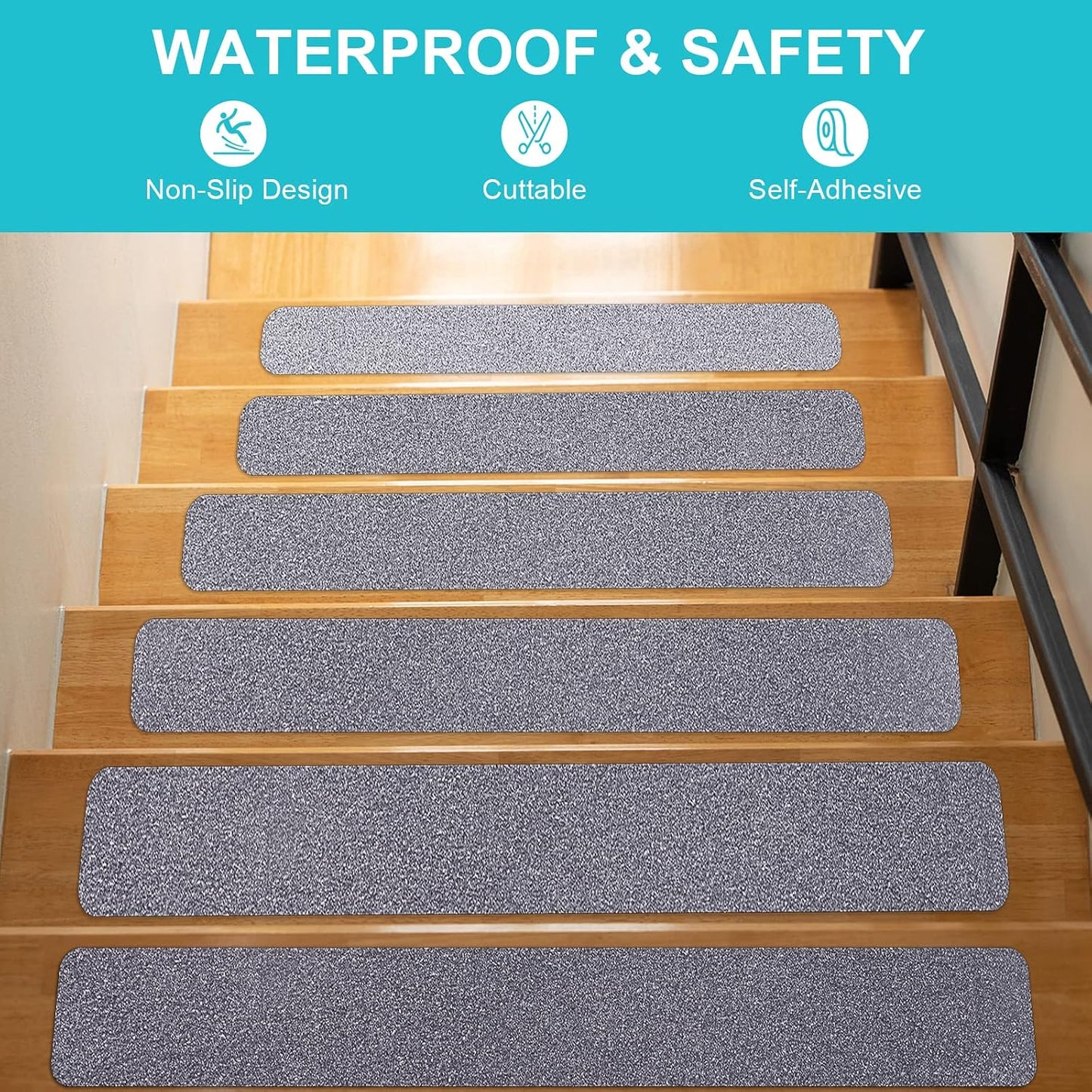 Qingluan Grip Tape, Heavy Duty Anti Slip Tape for Stairs Outdoor/Indoor Waterproof 4" x 33 ft, Safety Non-Slip Roll for Stair Step Traction Treads Stair Non Slip Strips Grey