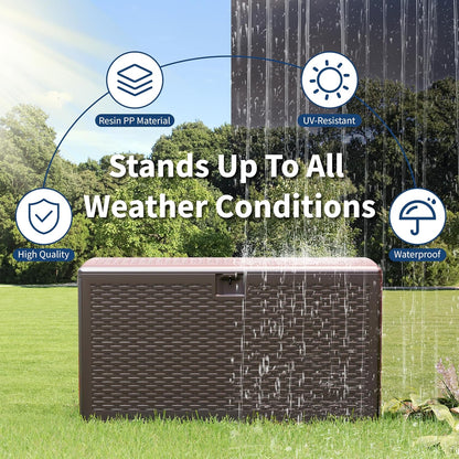 Garvee 73 Gallon Waterproof Large Resin Deck Box Indoor Outdoor, Lockable Storage Container for Patio Furniture Tools, Waterproof Deck Box Patio Storage Bin for Pool Garden, Black