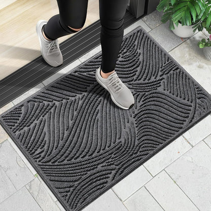 Yimobra Doormat Outdoor Entrance, Simple Stripes All-Weather Waterproof & Non-Slip Mat for Front Door, Heavy Duty Welcome Mat for Indoor, Garage, Patio-29.5x17, Dark Grey